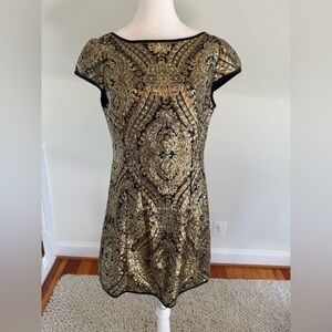Nanette Lepore Metallic Gold Sequin Mini Dress